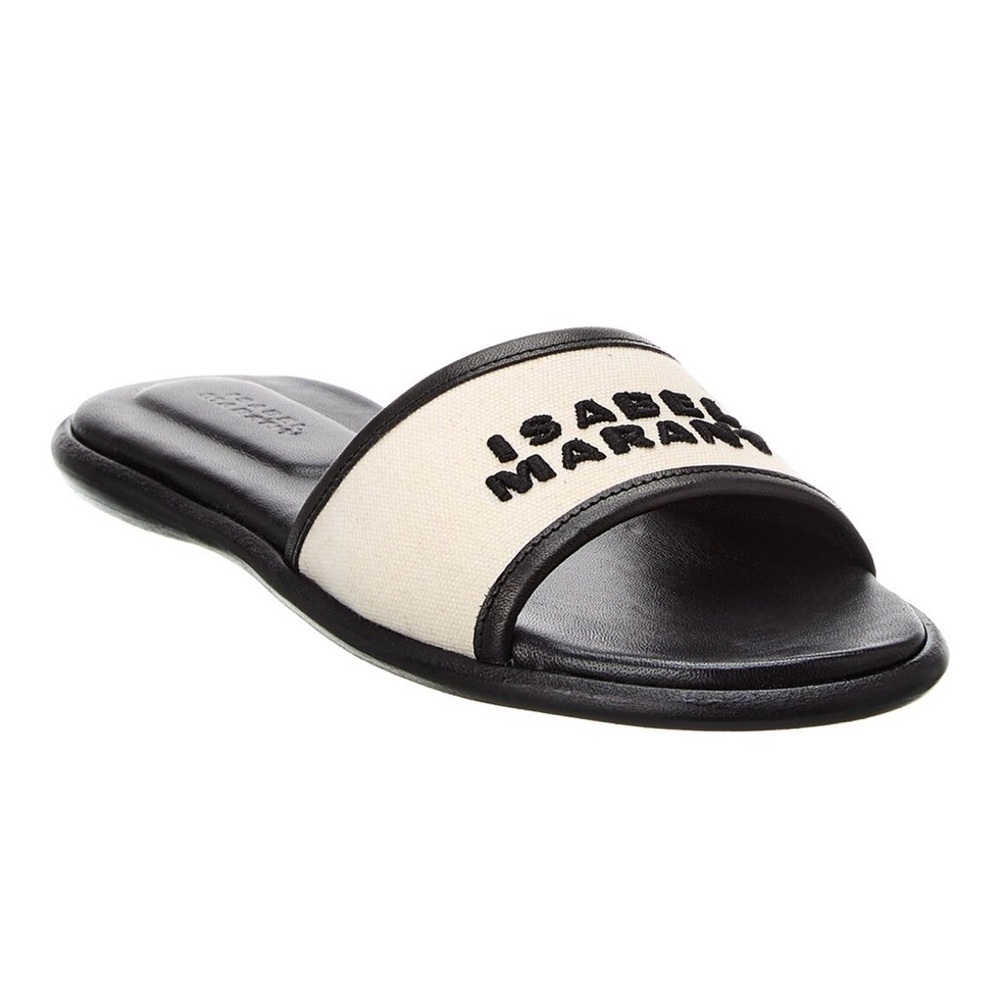 Isabel Marant Black and Cream Sandals with Contoured Footbed